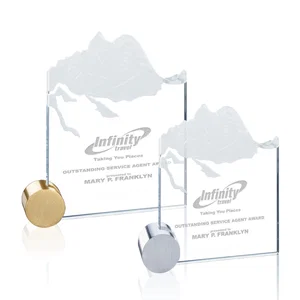 Starfire Crystal Award with Mountain Relief on Aluminum Corner Disk