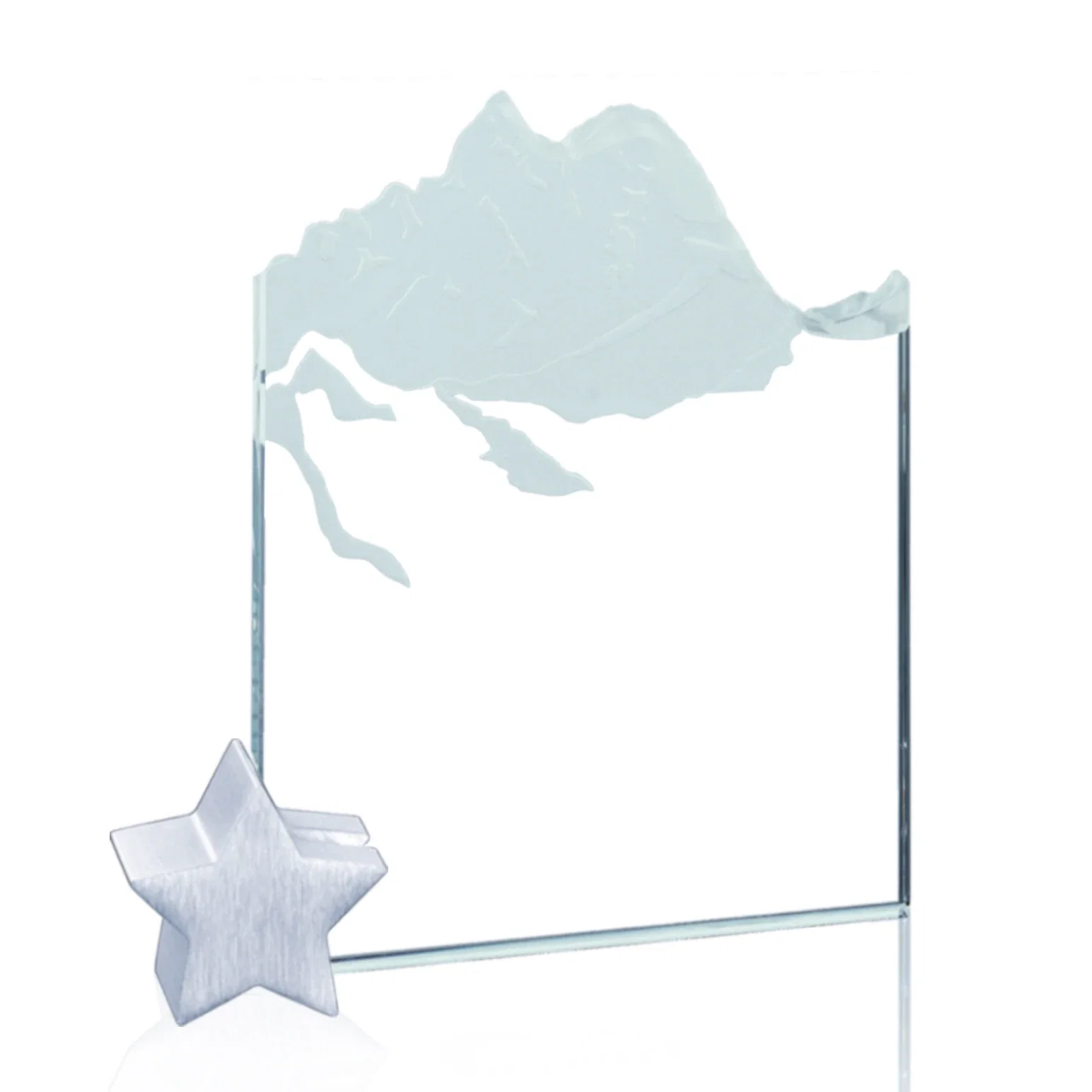 Custom Jade Glass Award With Mountain Relief On An Aluminum Star Base for safety achievement programs