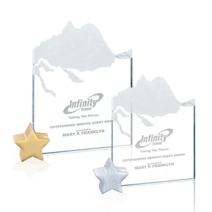 Starfire Crystal Award with Mountain Relief on Aluminum Star Holder