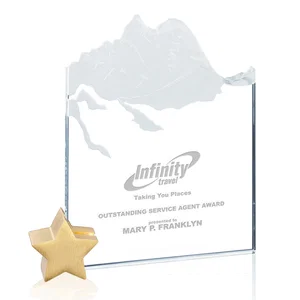 Starfire Crystal Award with Mountain Relief on Aluminum Star Holder