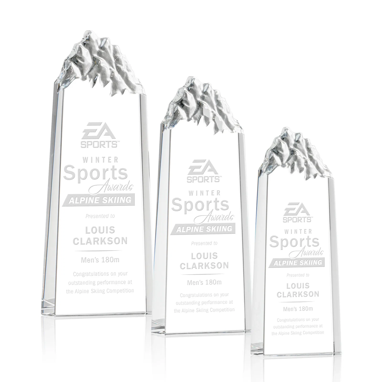 Custom Freestanding Crystal Mountain Peak Tower, Clear Only for employee recognition