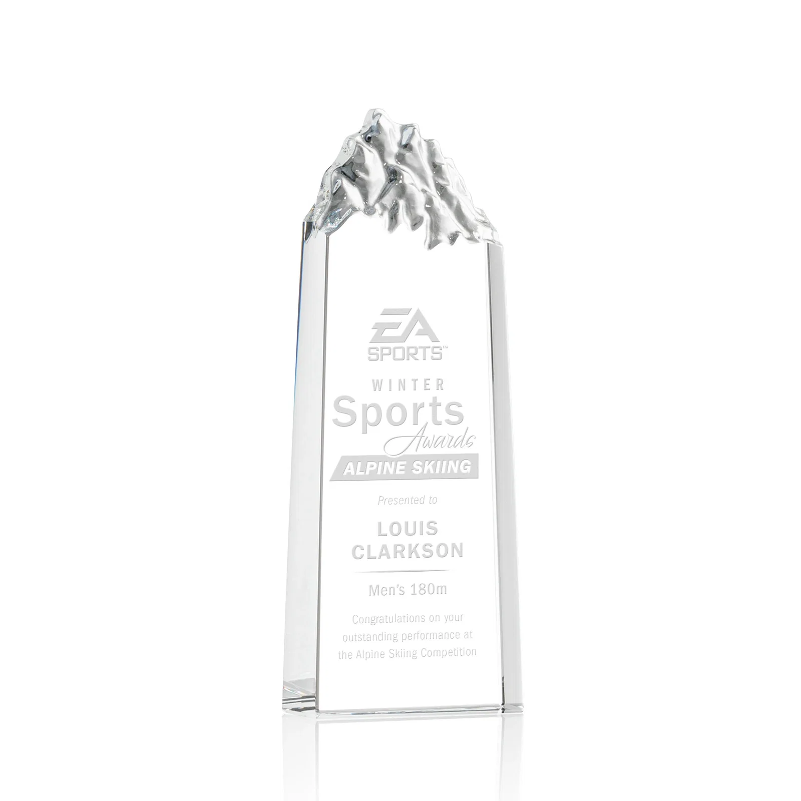Custom Freestanding Crystal Mountain Peak Tower, Clear Only for corporate award ceremonies