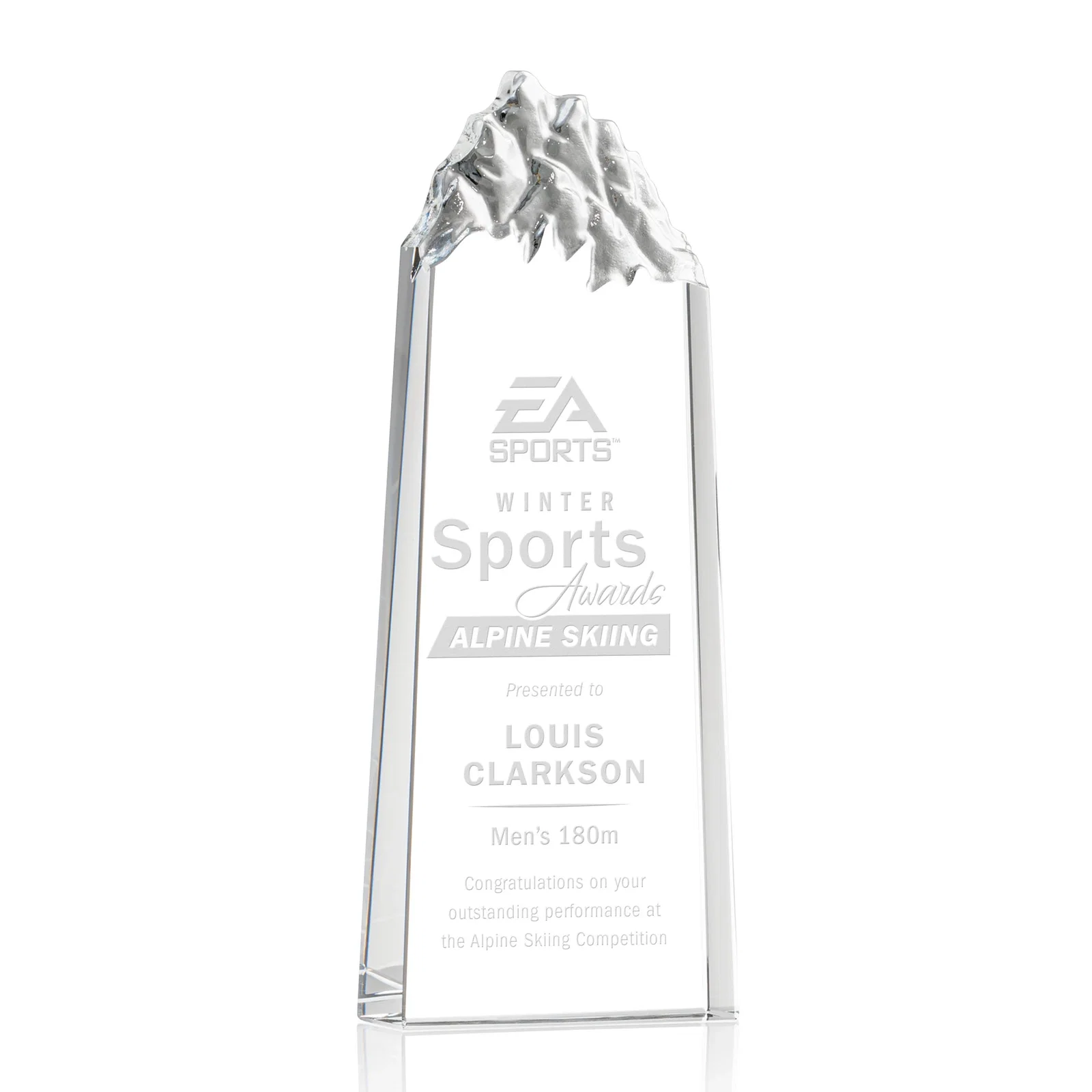 Custom Freestanding Crystal Mountain Peak Tower, Clear Only for sales achievement awards