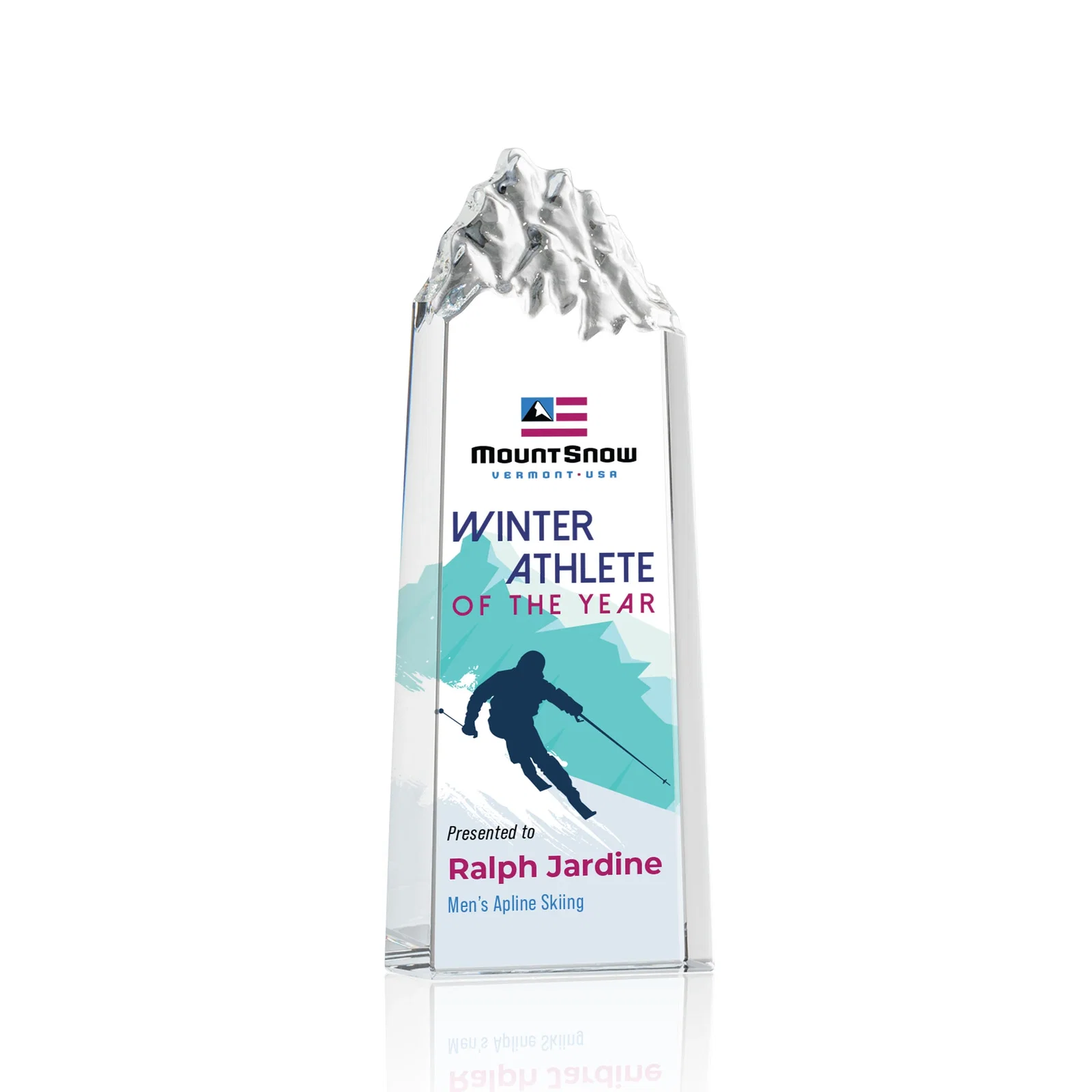 Custom Freestanding Crystal Mountain Peak Tower, Clear Only for team milestone celebrations