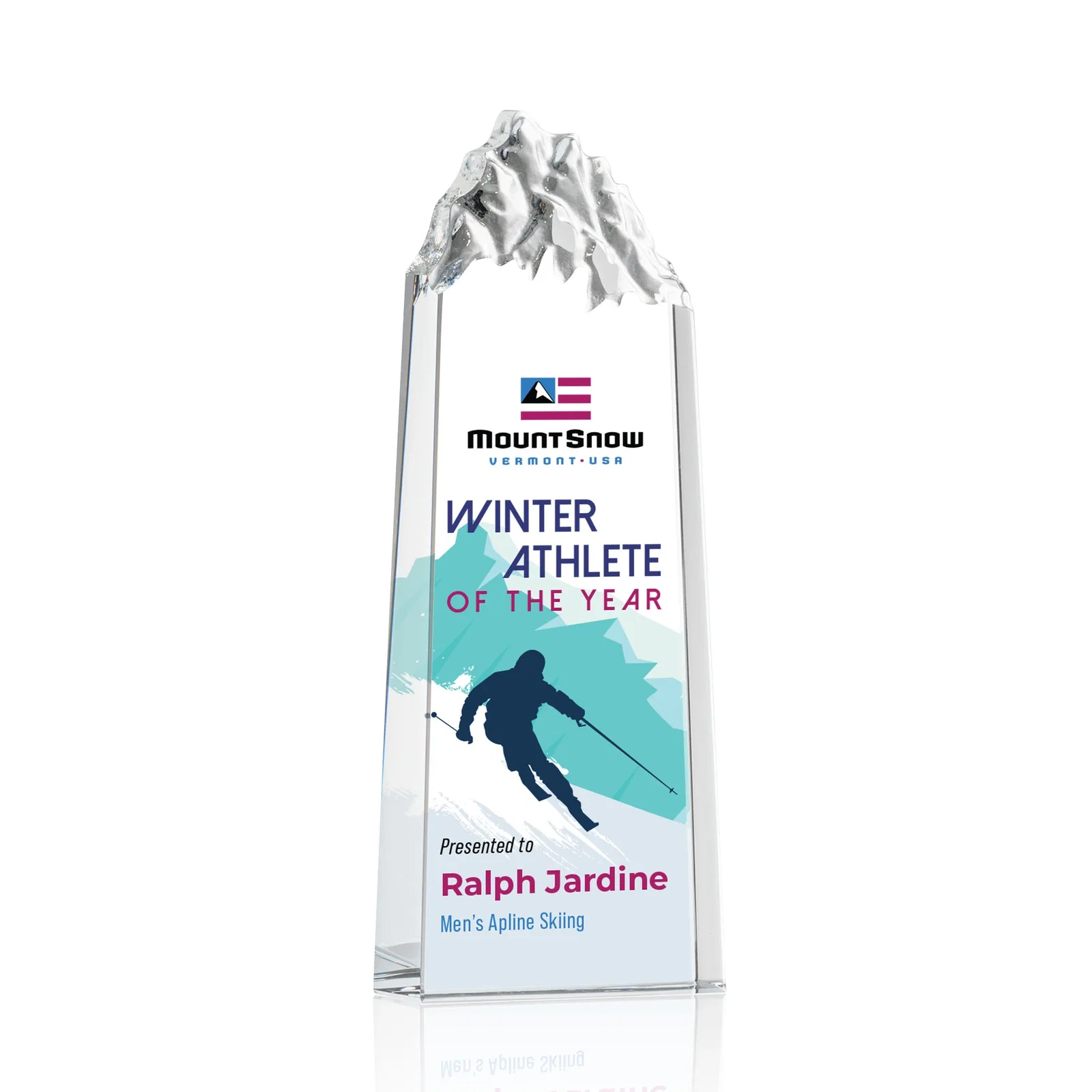 Custom Freestanding Crystal Mountain Peak Tower, Clear Only for donor appreciation