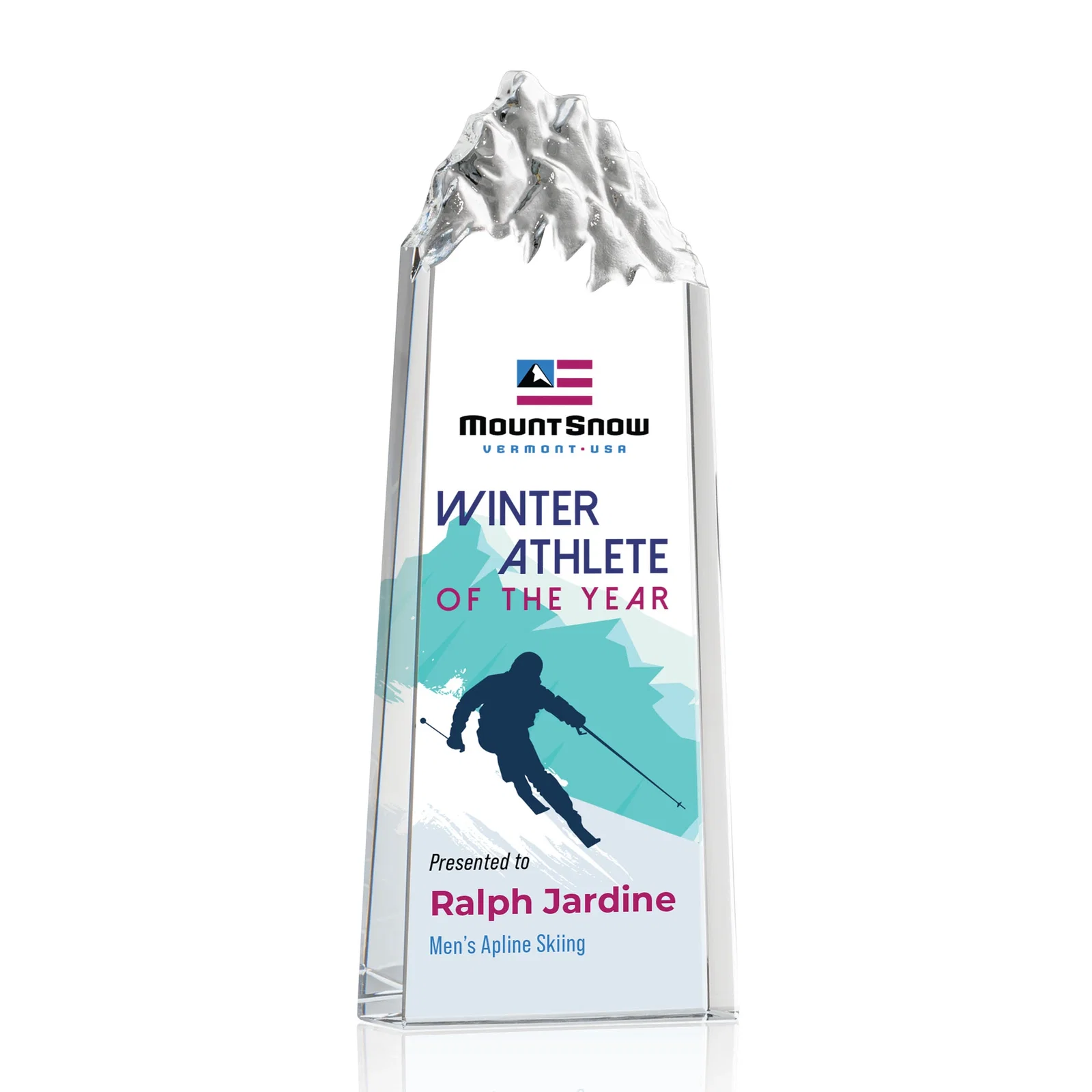 Custom Freestanding Crystal Mountain Peak Tower, Clear Only for graduation ceremonies