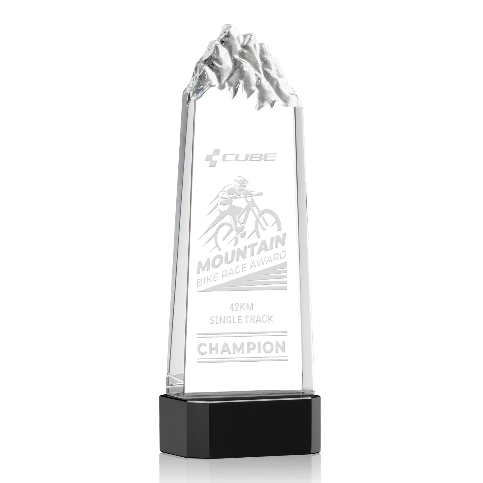 Custom Crystal Mountain Peak Tower on a Base, Four Colors for company anniversary events