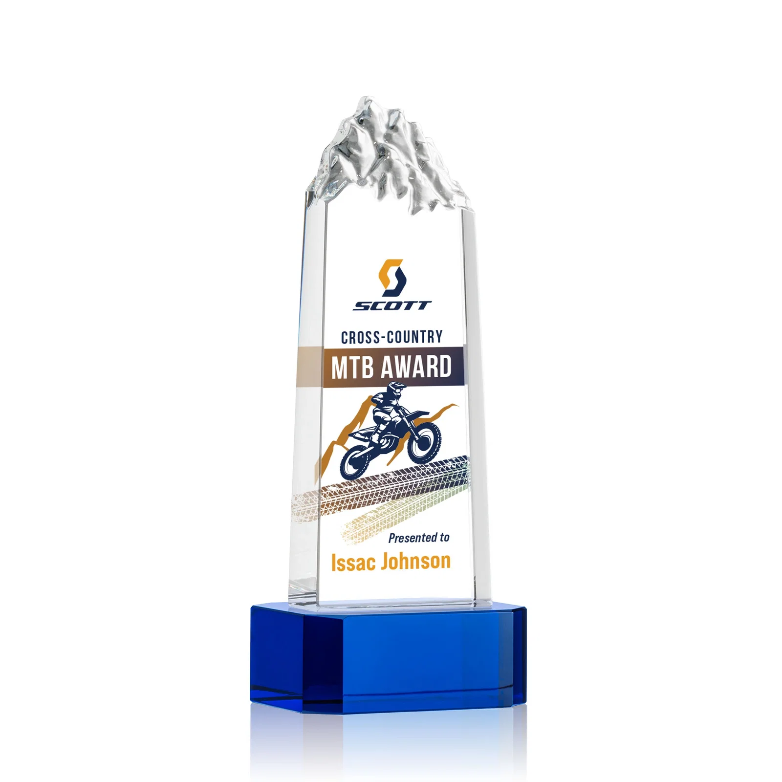 Promotional Crystal Mountain Peak Tower on a Base, Four Colors for team milestone celebrations