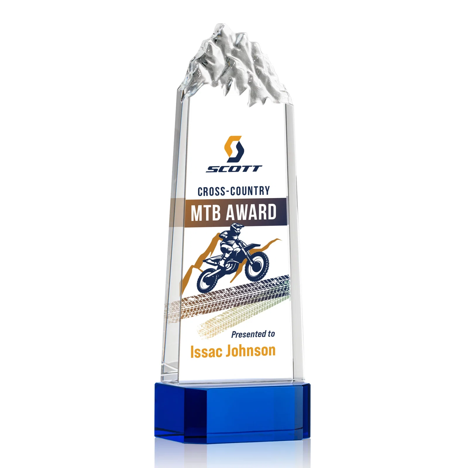 Promotional Crystal Mountain Peak Tower on a Base, Four Colors for graduation ceremonies
