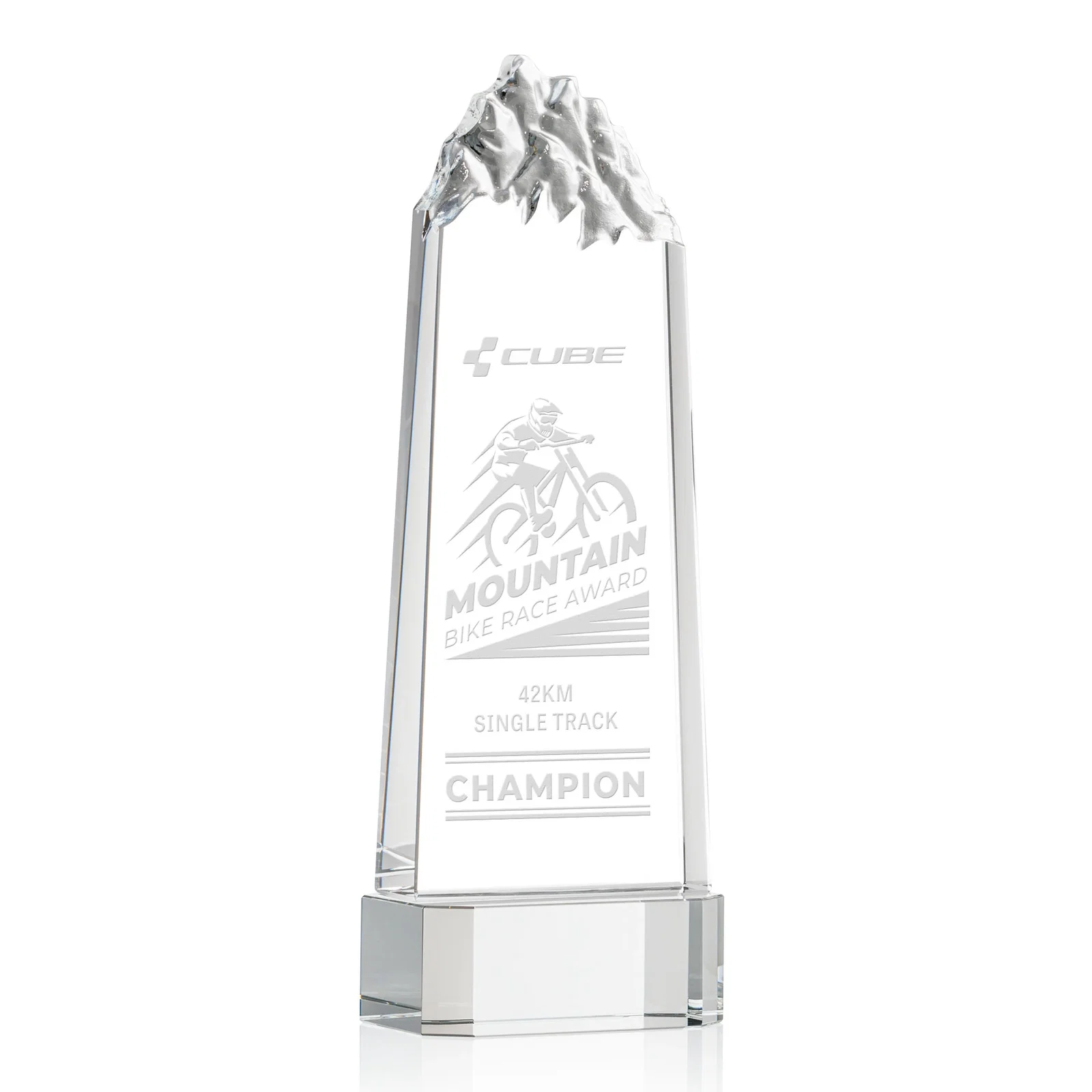Custom Crystal Mountain Peak Tower on a Base, Four Colors for sales achievement awards
