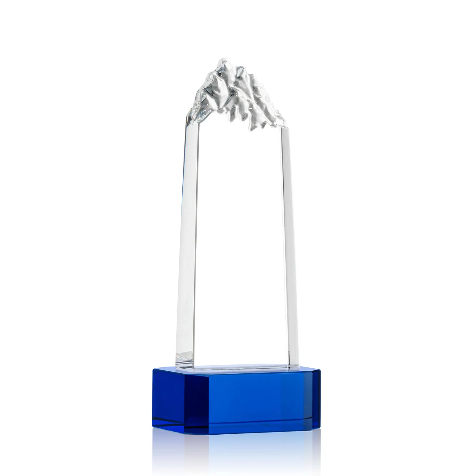 Branded Crystal Mountain Peak Tower on a Base, Four Colors for team milestone celebrations