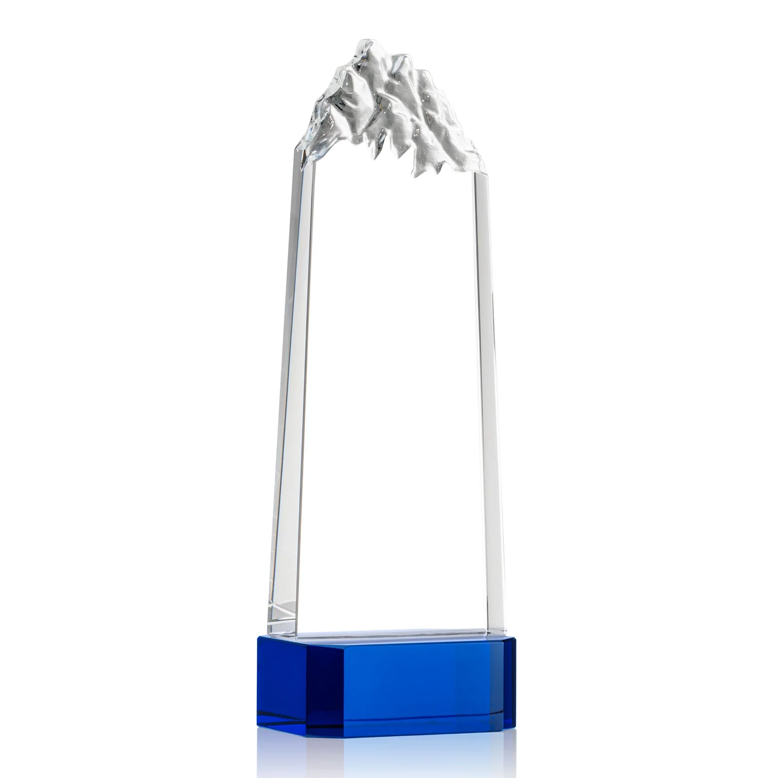 Branded Crystal Mountain Peak Tower on a Base, Four Colors for graduation ceremonies