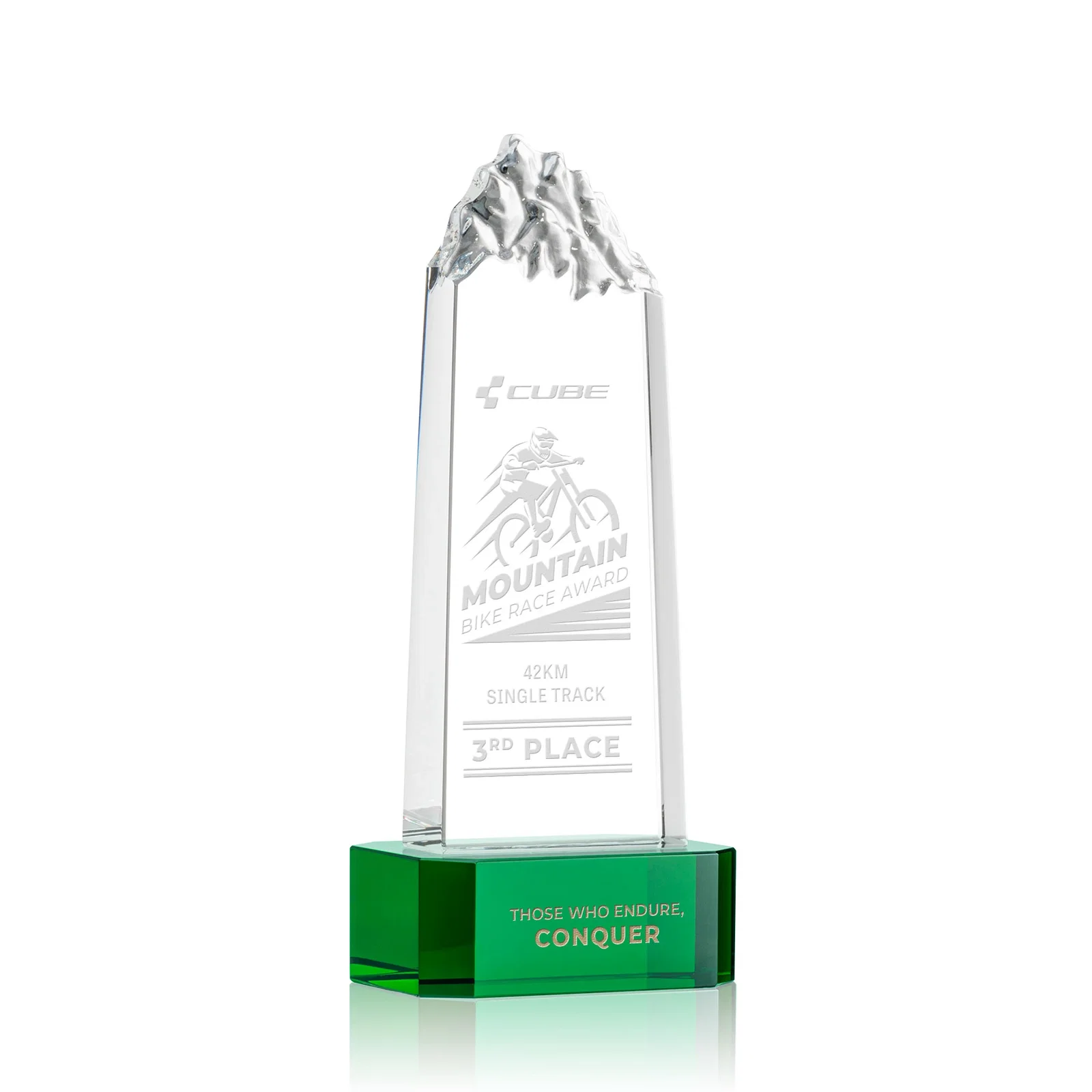 Custom Crystal Mountain Peak Tower on a Base, Four Colors for team milestone celebrations