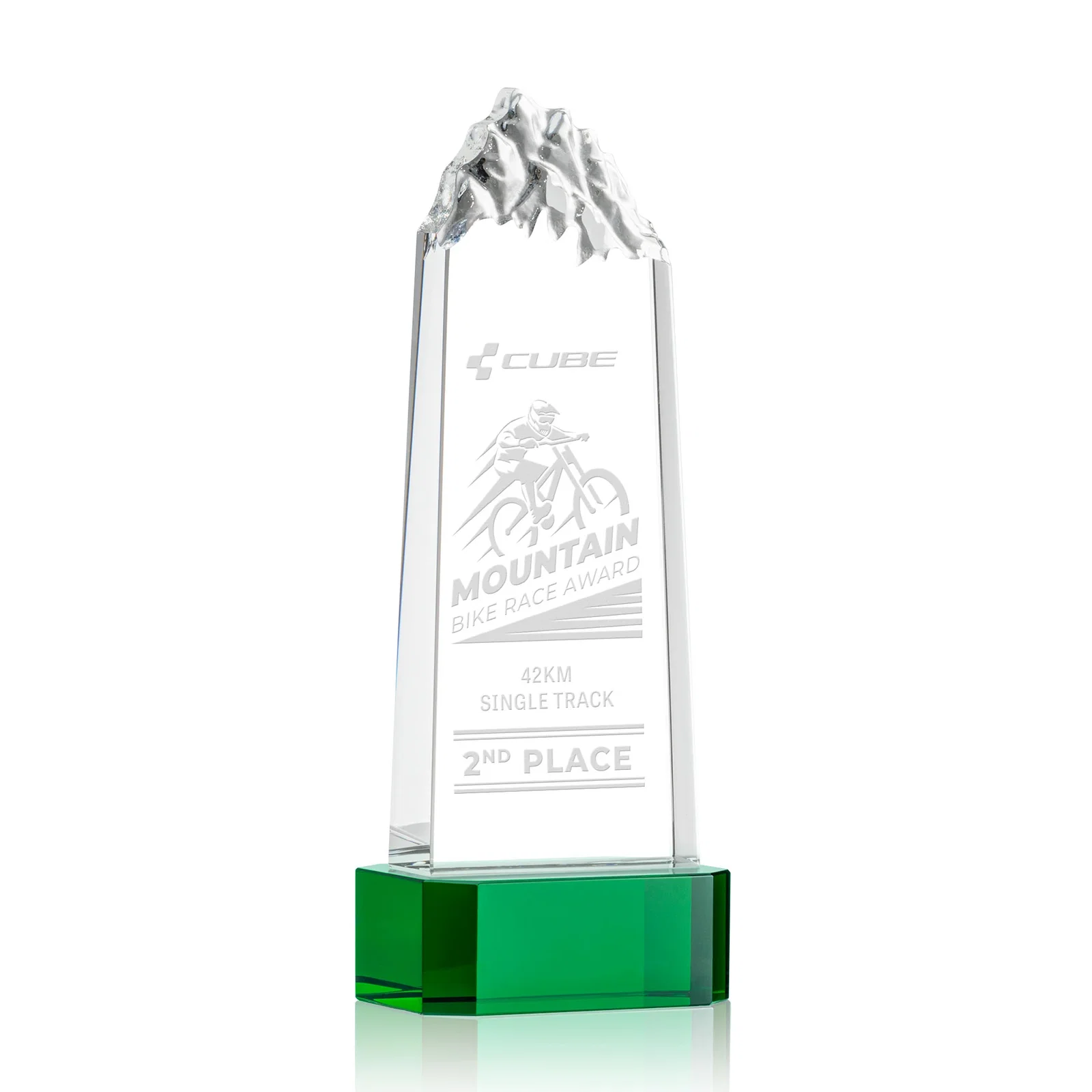 Custom Crystal Mountain Peak Tower on a Base, Four Colors for donor appreciation