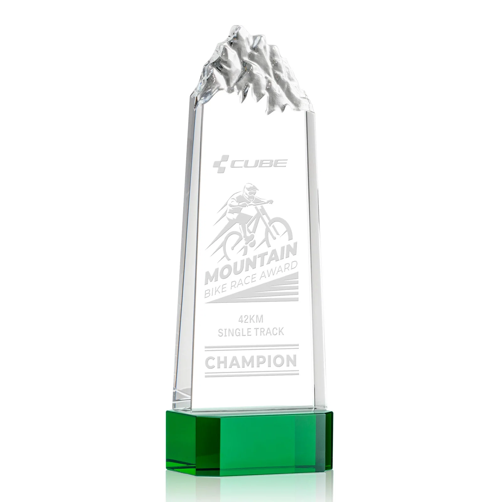 Custom Crystal Mountain Peak Tower on a Base, Four Colors for graduation ceremonies