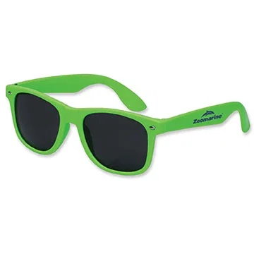 Hipster promotional sunglasses side temple view, plastic frames