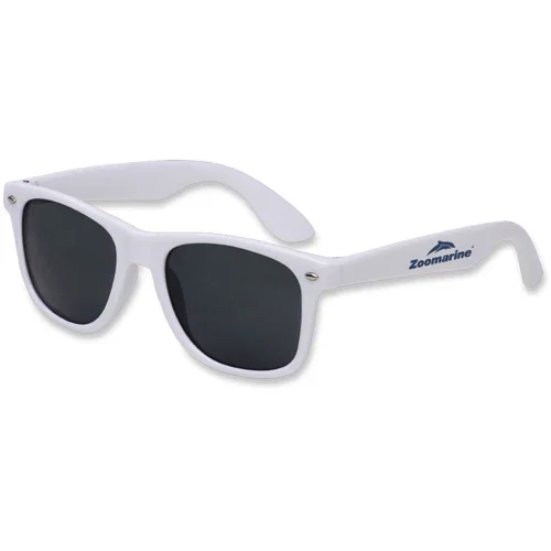 Hipster sunglasses gray lens close-up, UV400 protection