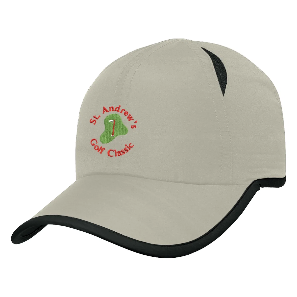 Navy option accented with gray piping and a curved brim