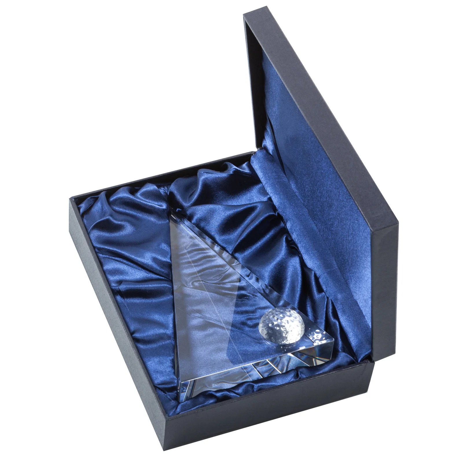 Custom Optical Crystal Golf Award with Ball Mounted at Base for corporate award ceremonies