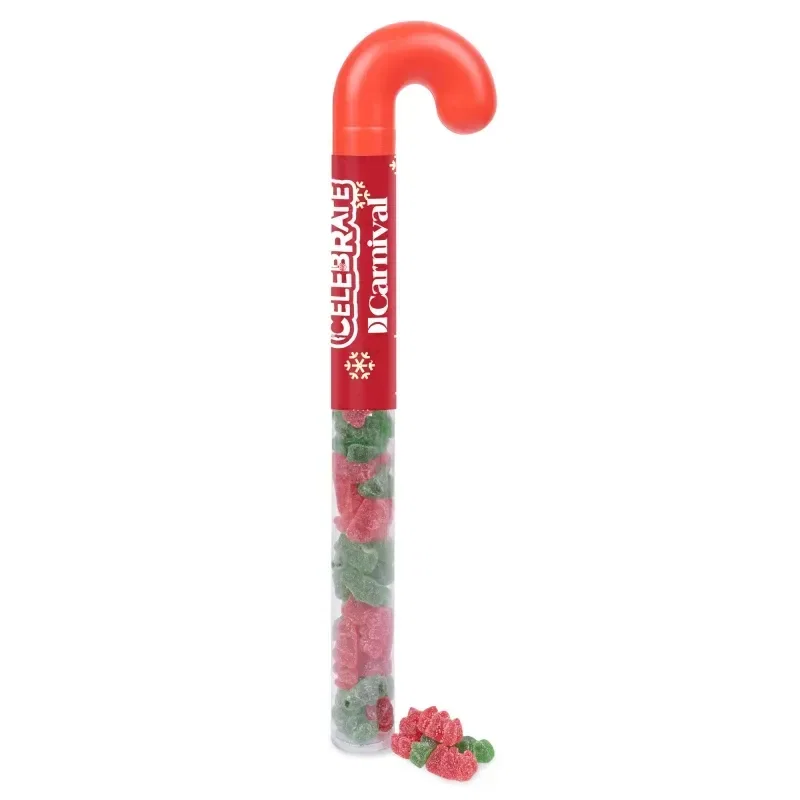 Holiday Candy Cane Tube with Sour Gummy Bears