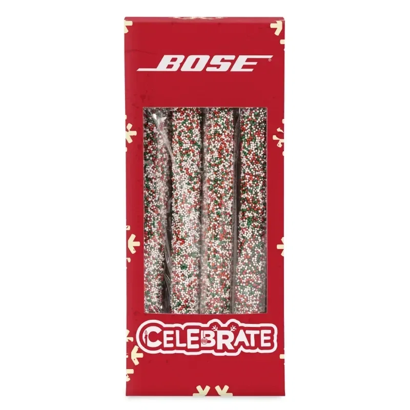 Holiday Chocolate Dipped Non Pareil Pretzel Rods