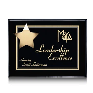 Piano Finish Plaque with Dimensional Gold Star Accent