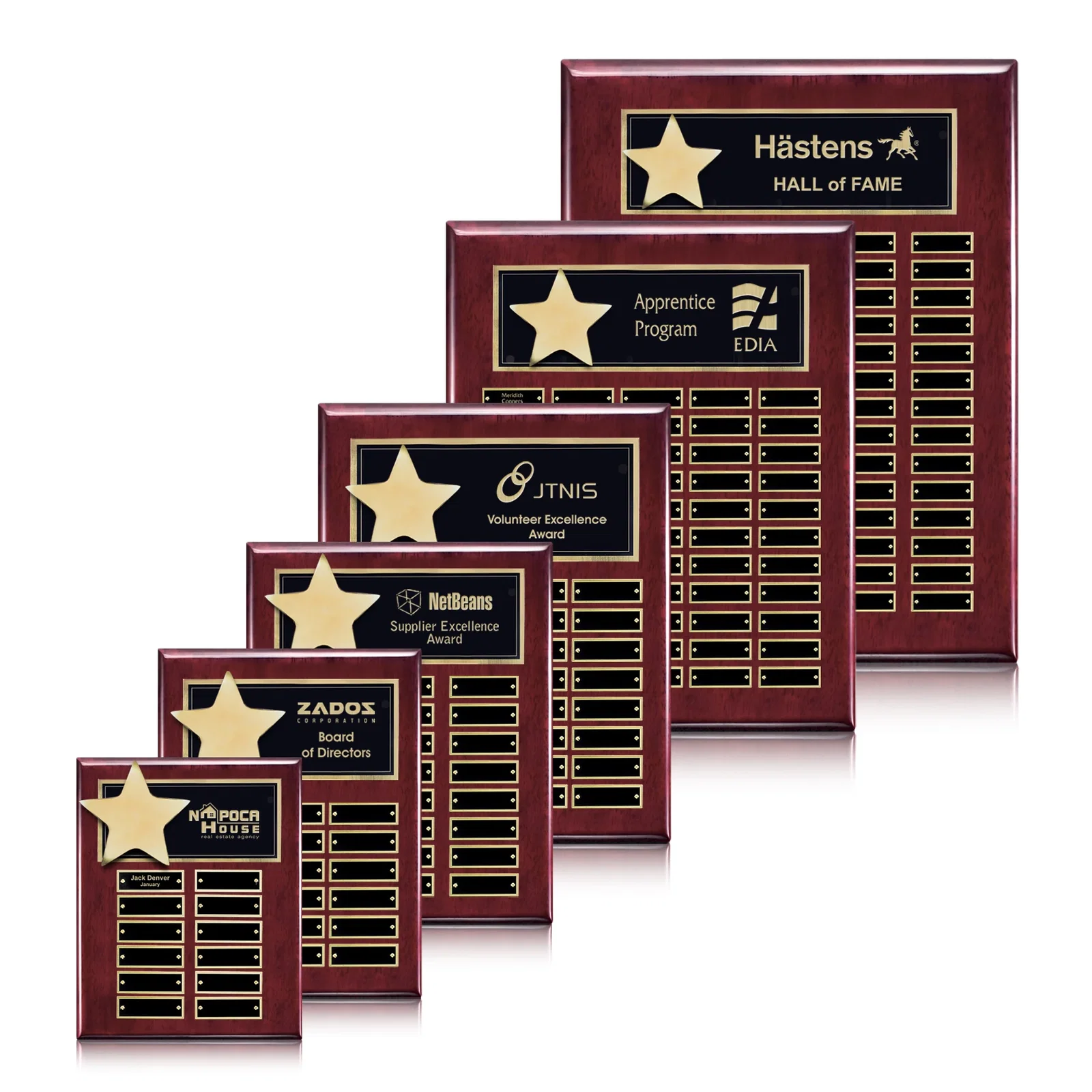 Custom High-Gloss Piano Finish Perpetual Plaque Offered In Six Sizes for team milestone celebrations