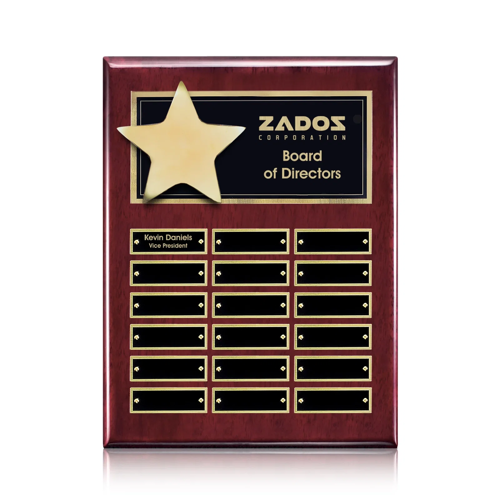 Custom High-Gloss Piano Finish Perpetual Plaque Offered In Six Sizes for graduation ceremonies