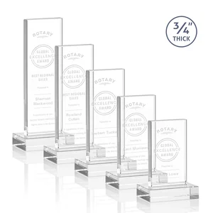 Starfire Crystal Upright Award on 1 Inch Thick Crystal Base