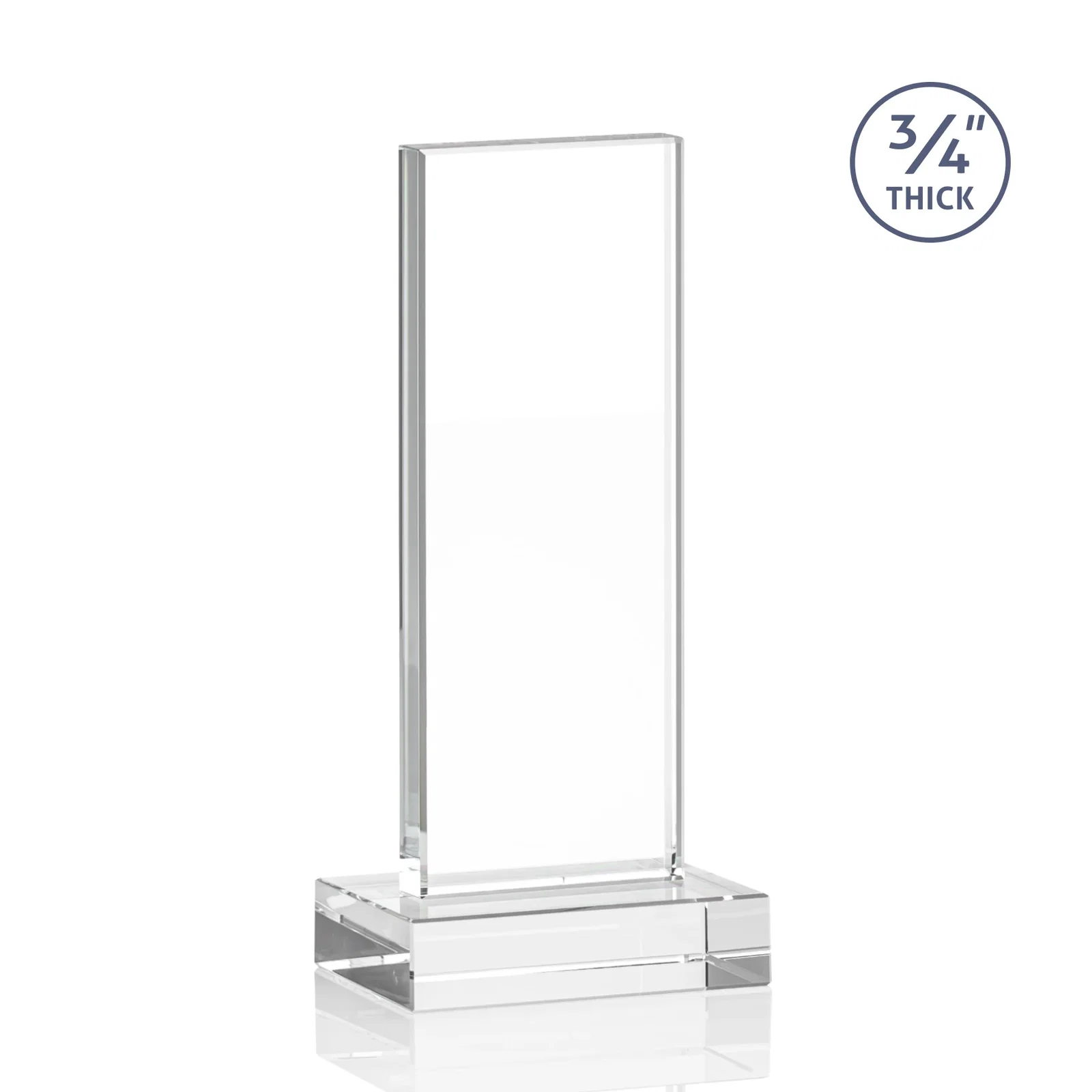 Personalized Starfire Crystal Upright Award on 1 Inch Thick Crystal Base, awards, with your logo for sales achievement awards