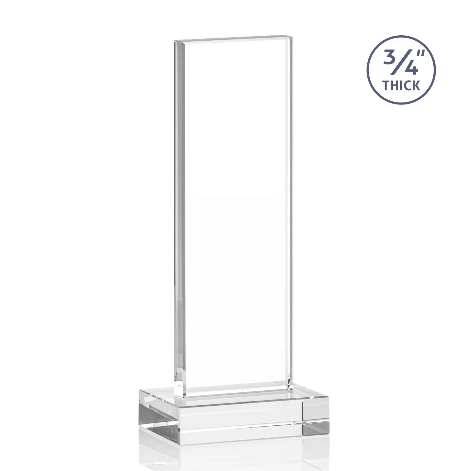 Personalized Starfire Crystal Upright Award on 1 Inch Thick Crystal Base, awards, with your logo for retirement presentations