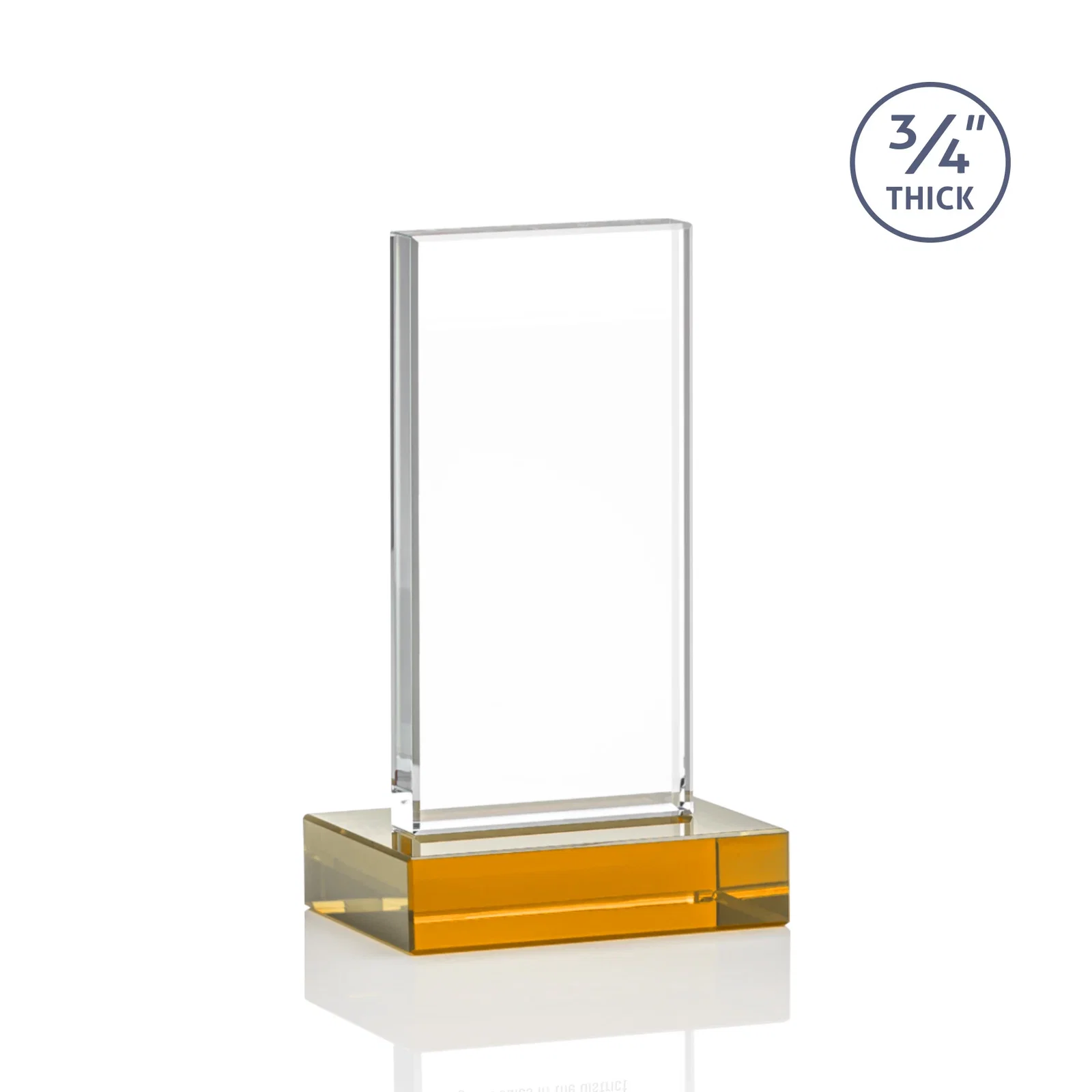 Personalized Starfire Crystal Upright Award on 1 Inch Thick Crystal Base, awards, with your logo for donor appreciation