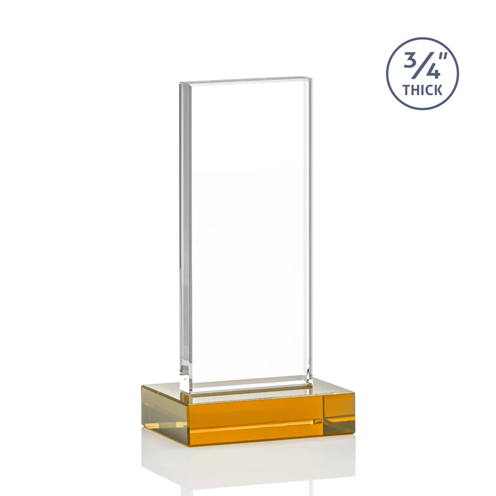 Personalized Starfire Crystal Upright Award on 1 Inch Thick Crystal Base, awards, with your logo for graduation ceremonies