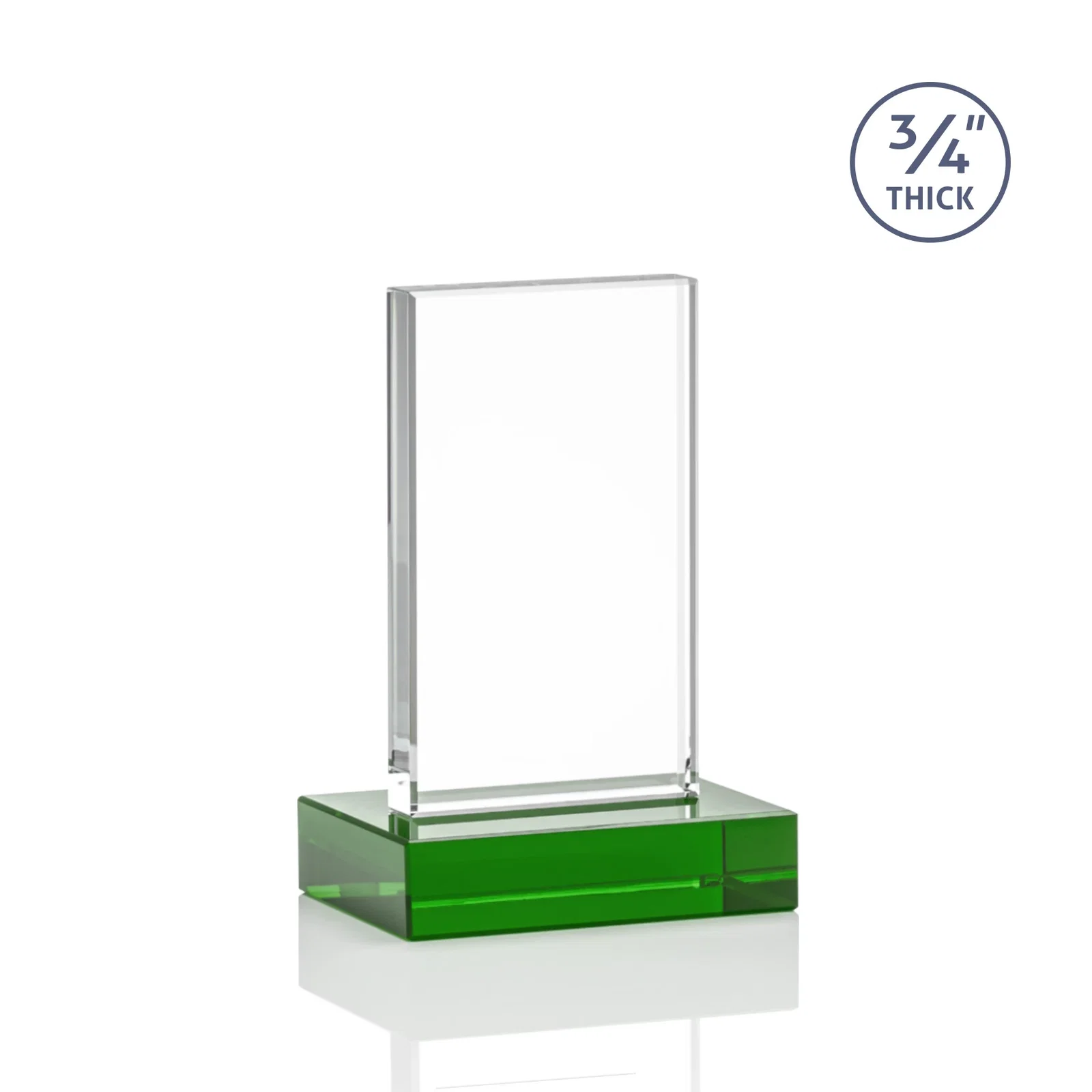 Personalized Starfire Crystal Upright Award on 1 Inch Thick Crystal Base, awards, with your logo for dealer and partner awards