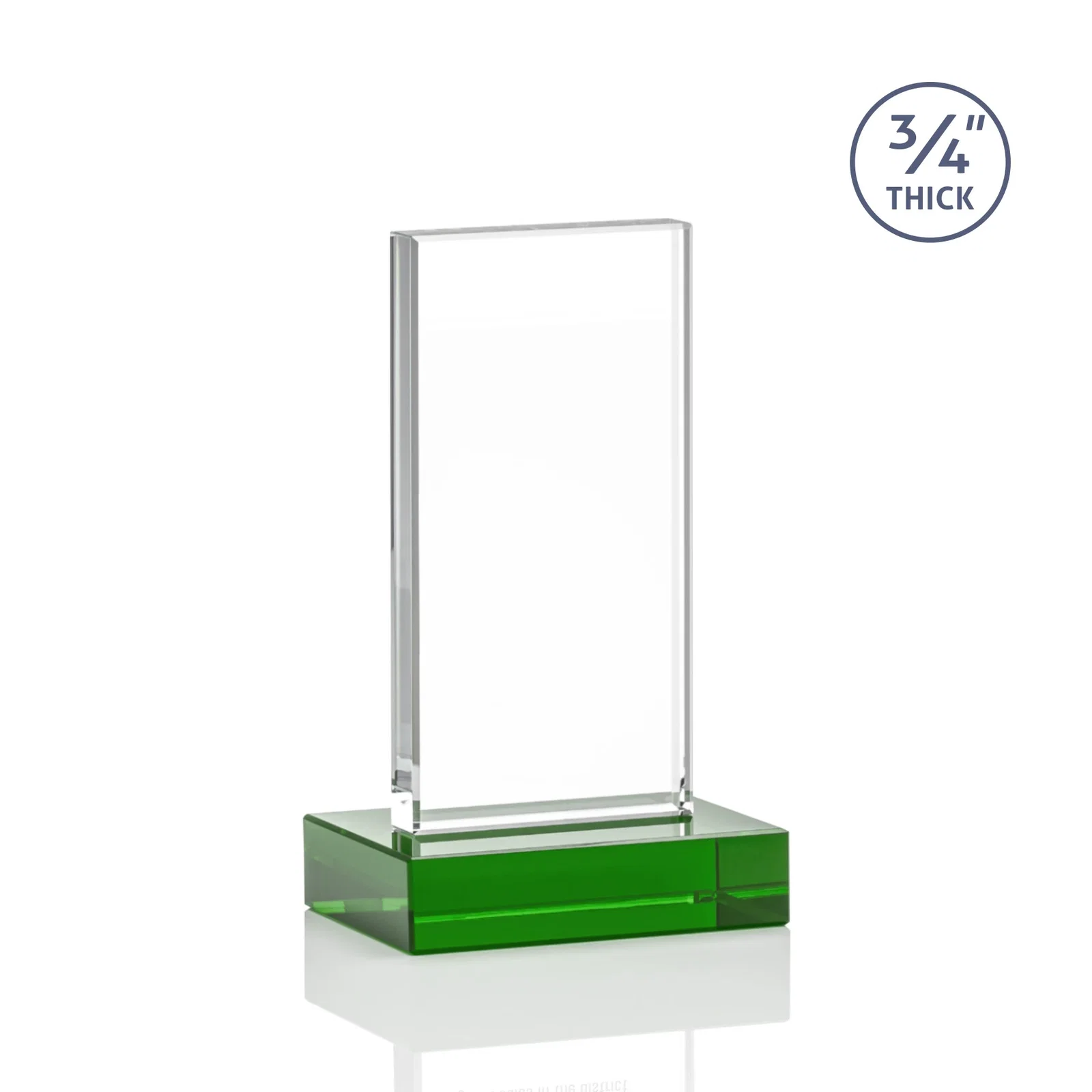 Personalized Starfire Crystal Upright Award on 1 Inch Thick Crystal Base, awards, with your logo for company anniversary events