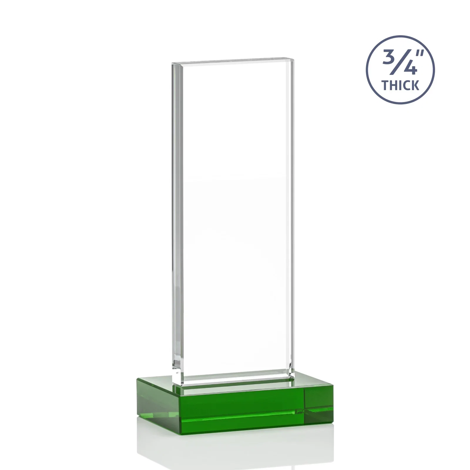 Promotional Starfire Crystal Upright Award on 1 Inch Thick Crystal Base, awards, with your logo for corporate award ceremonies