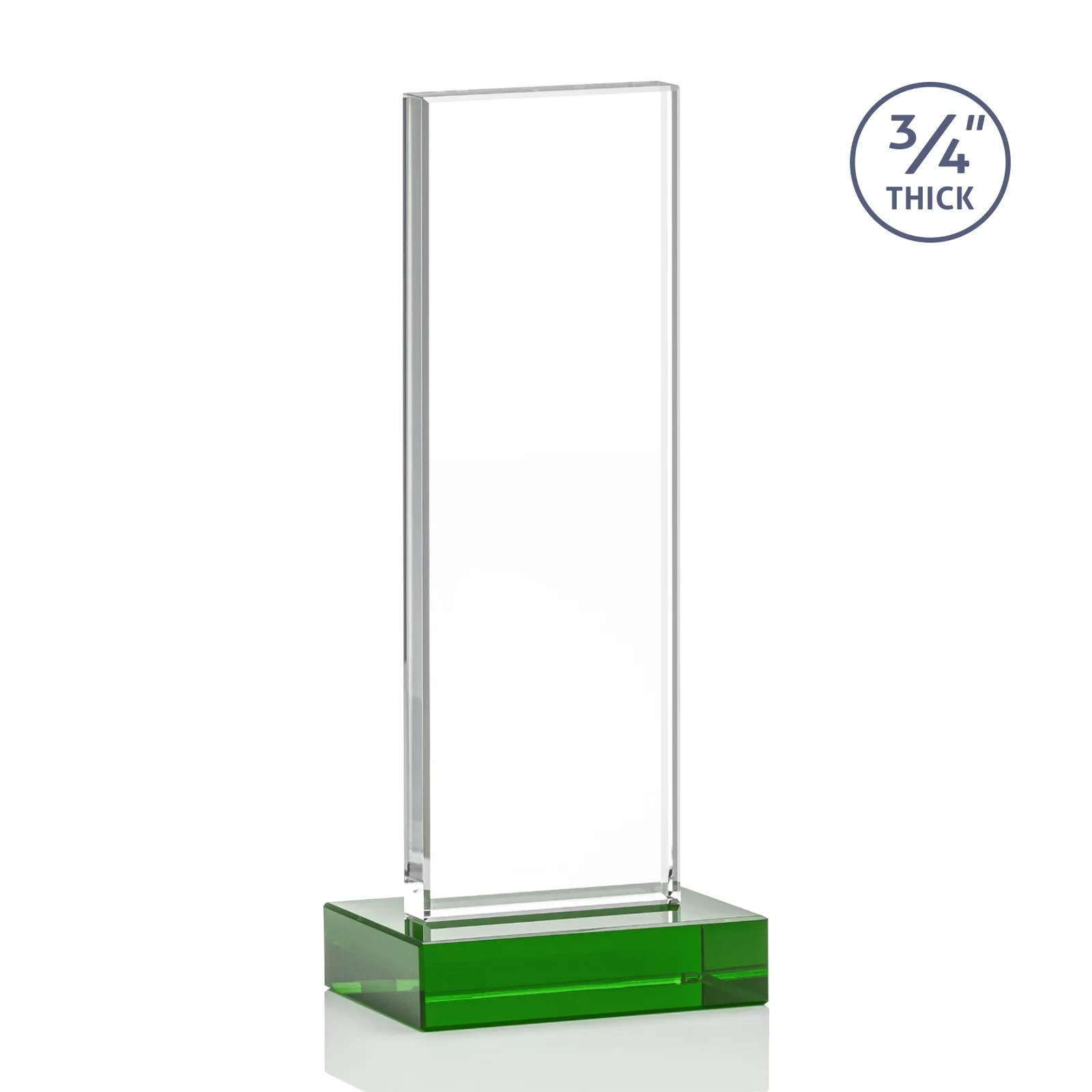 Promotional Starfire Crystal Upright Award on 1 Inch Thick Crystal Base, awards, with your logo for service anniversary gifts