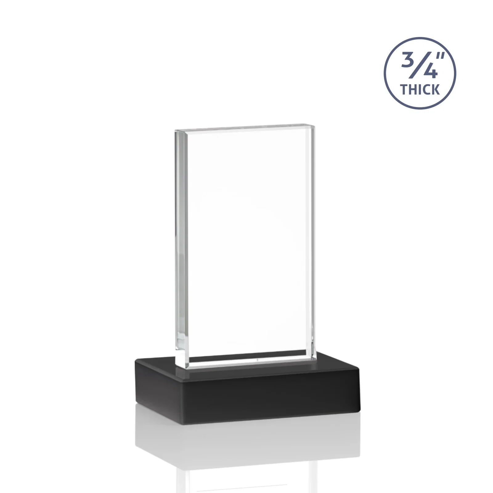 Promotional Starfire Crystal Upright Award on 1 Inch Thick Crystal Base, awards, with your logo for sales achievement awards