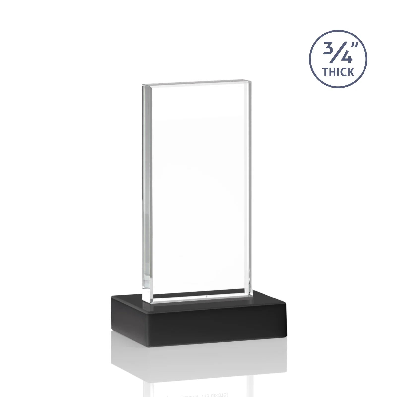 Promotional Starfire Crystal Upright Award on 1 Inch Thick Crystal Base, awards, with your logo for retirement presentations