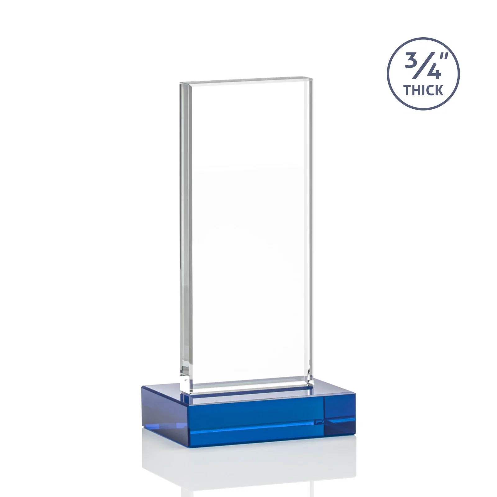 Promotional Starfire Crystal Upright Award on 1 Inch Thick Crystal Base, awards, with your logo for dealer and partner awards
