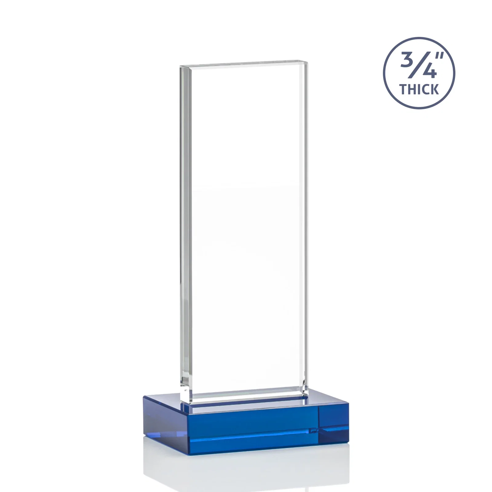 Promotional Starfire Crystal Upright Award on 1 Inch Thick Crystal Base, awards, with your logo for company anniversary events