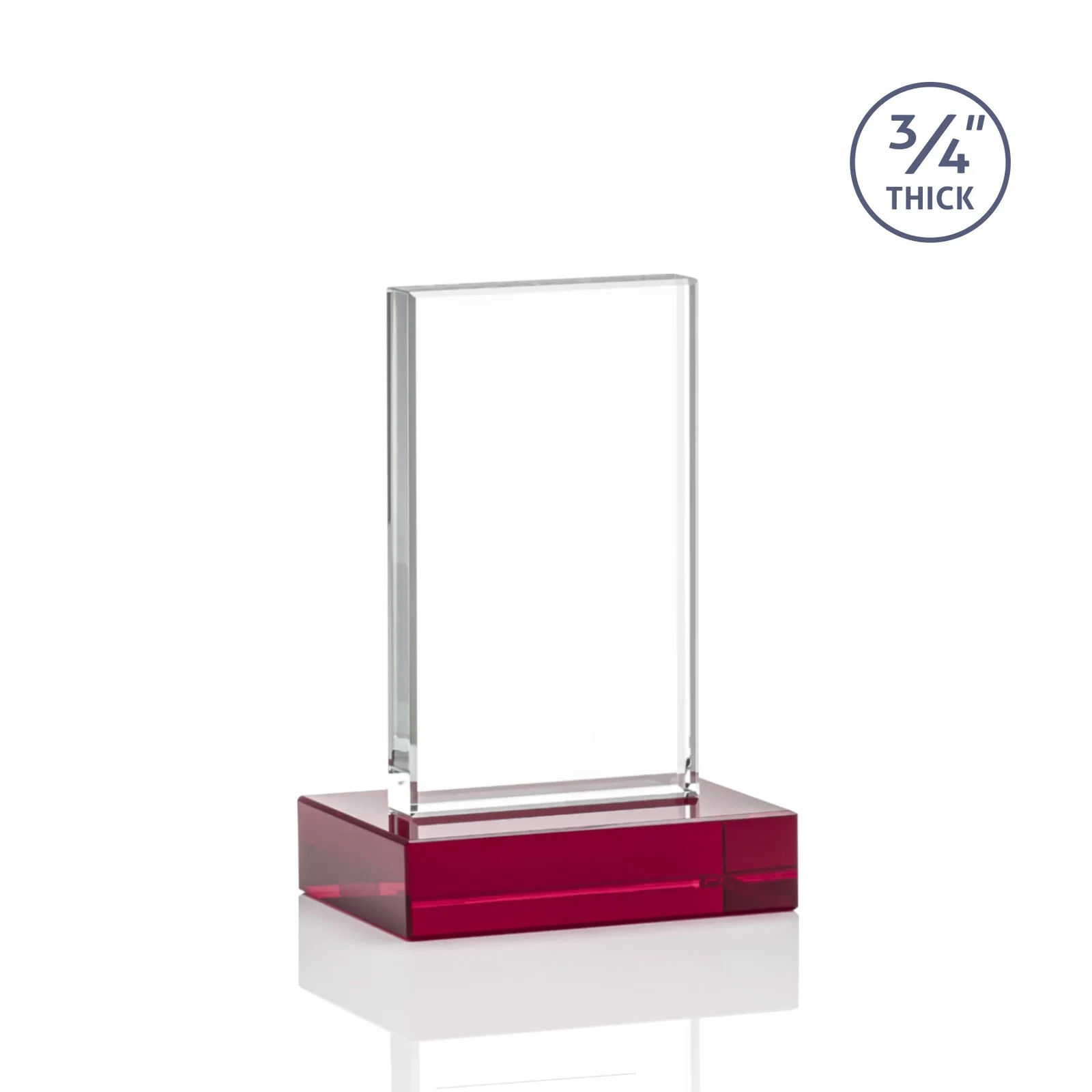 Branded Starfire Crystal Upright Award on 1 Inch Thick Crystal Base, awards, with your logo for corporate award ceremonies