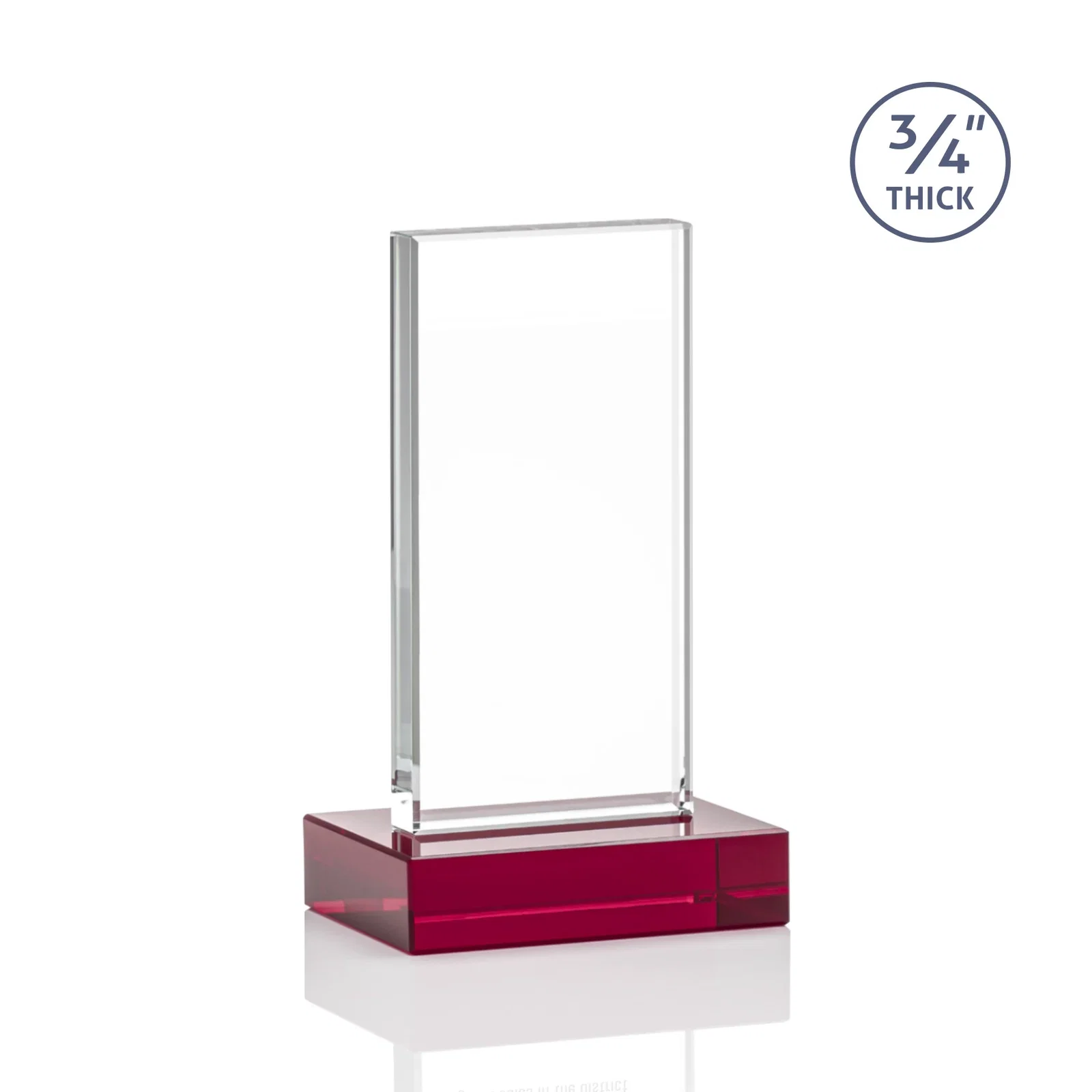 Branded Starfire Crystal Upright Award on 1 Inch Thick Crystal Base, awards, with your logo for service anniversary gifts