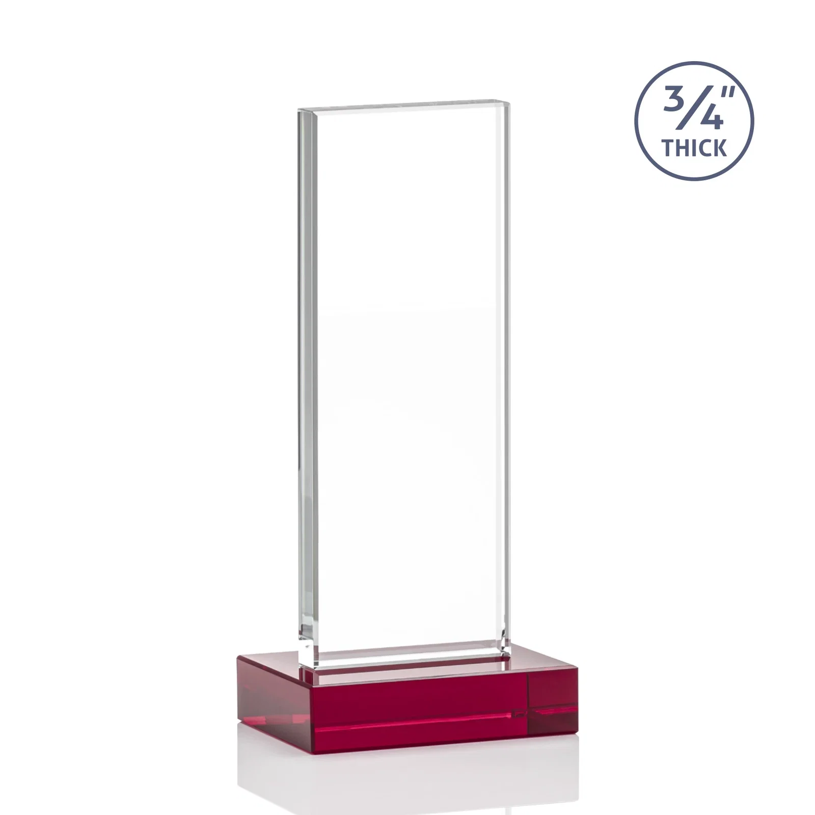 Branded Starfire Crystal Upright Award on 1 Inch Thick Crystal Base, awards, with your logo for retirement presentations