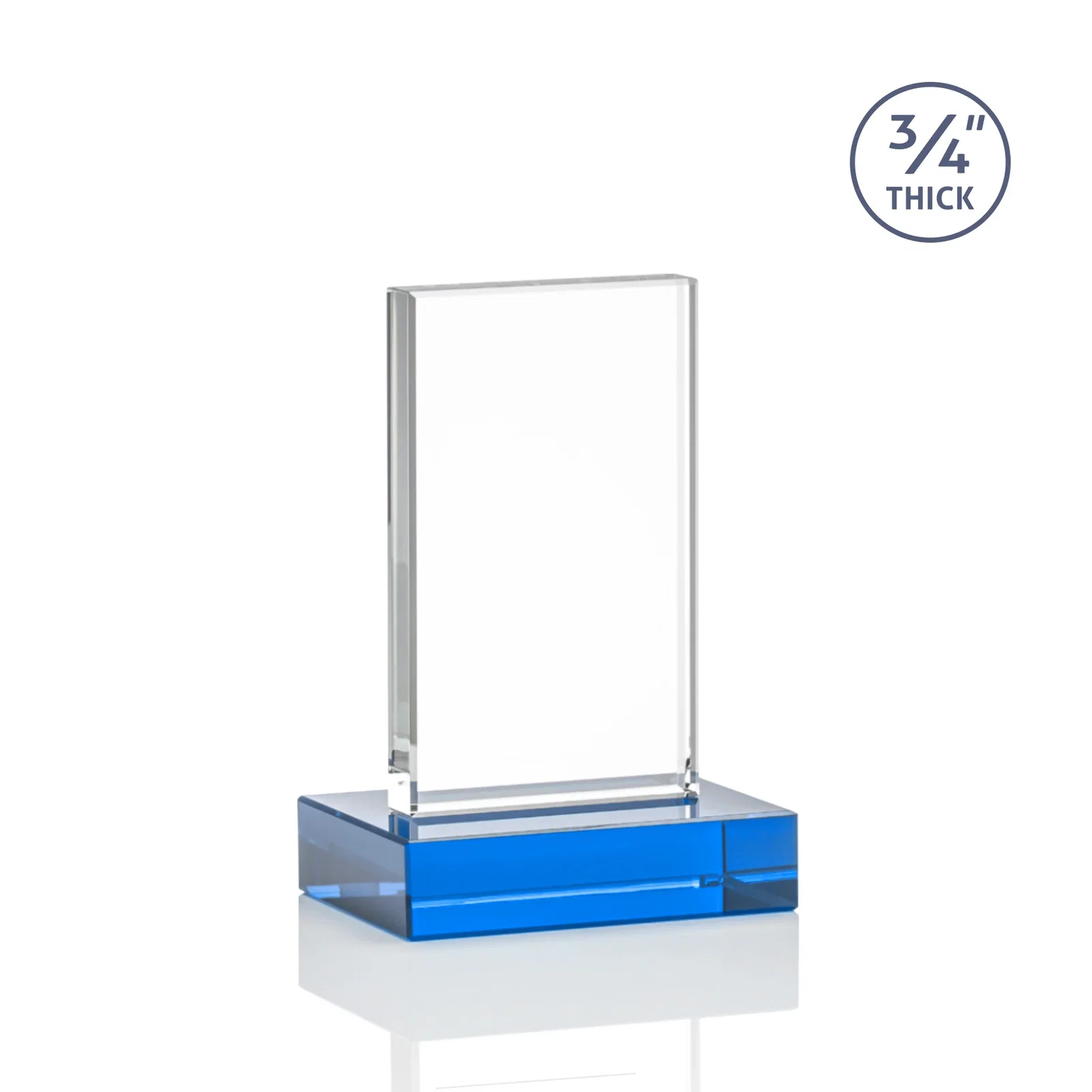 Branded Starfire Crystal Upright Award on 1 Inch Thick Crystal Base, awards, with your logo for donor appreciation