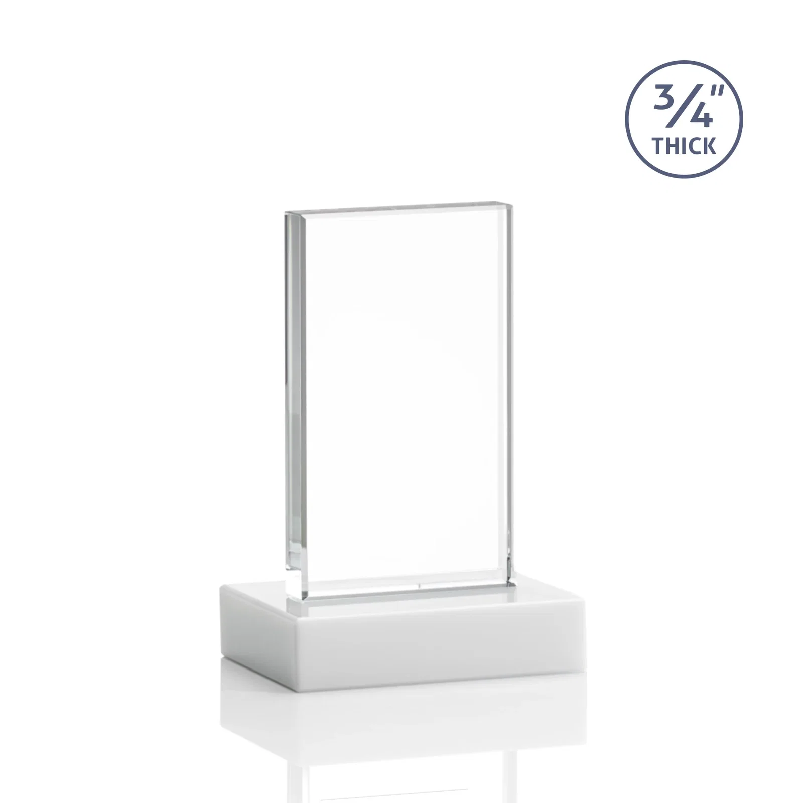 Branded Starfire Crystal Upright Award on 1 Inch Thick Crystal Base, awards, with your logo for dealer and partner awards