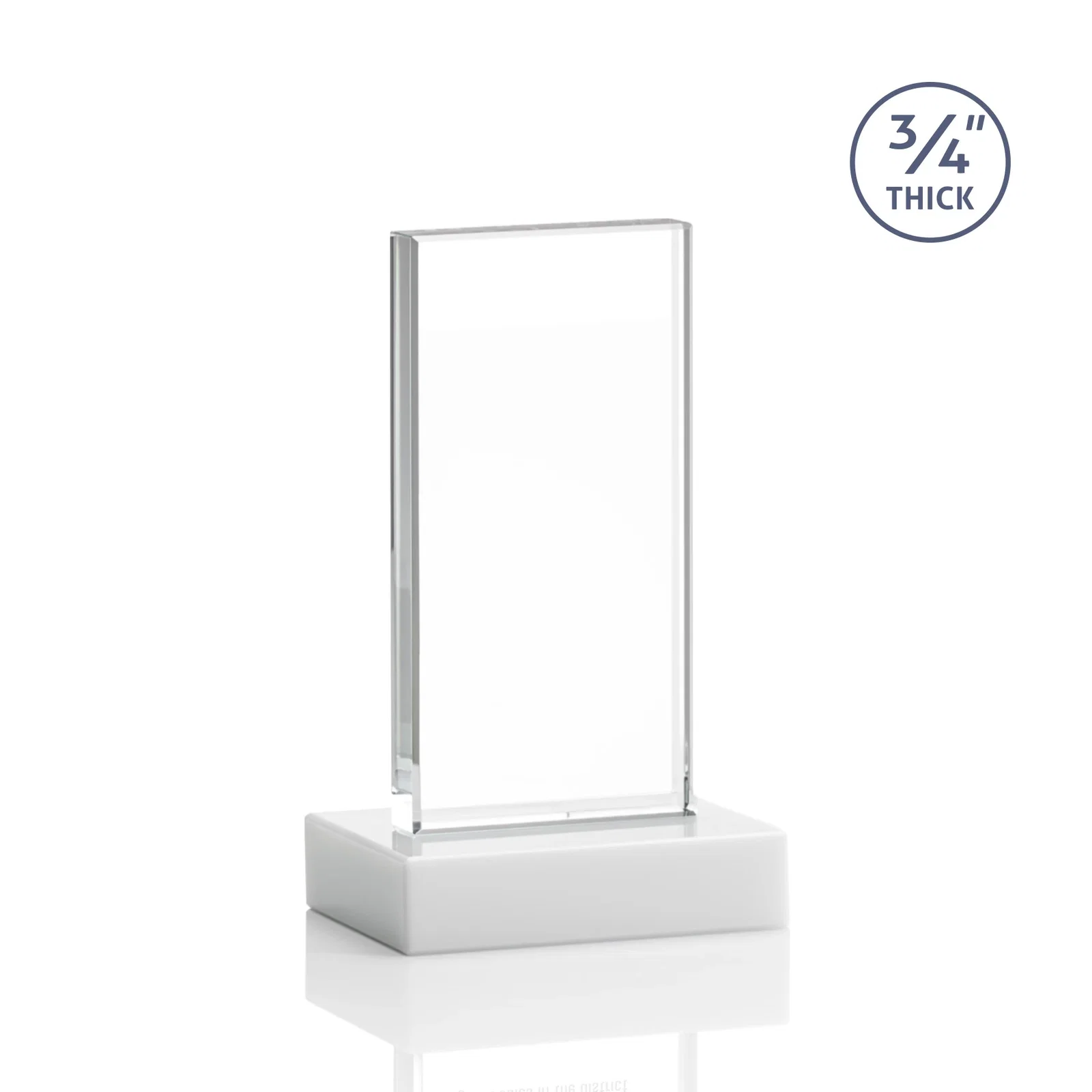 Branded Starfire Crystal Upright Award on 1 Inch Thick Crystal Base, awards, with your logo for company anniversary events
