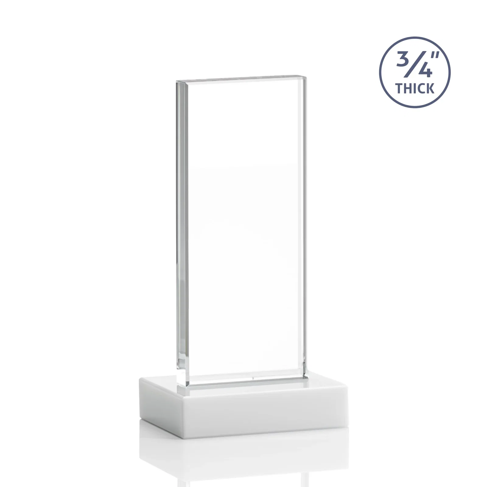 Custom printed Starfire Crystal Upright Award on 1 Inch Thick Crystal Base, awards, with your logo for employee recognition