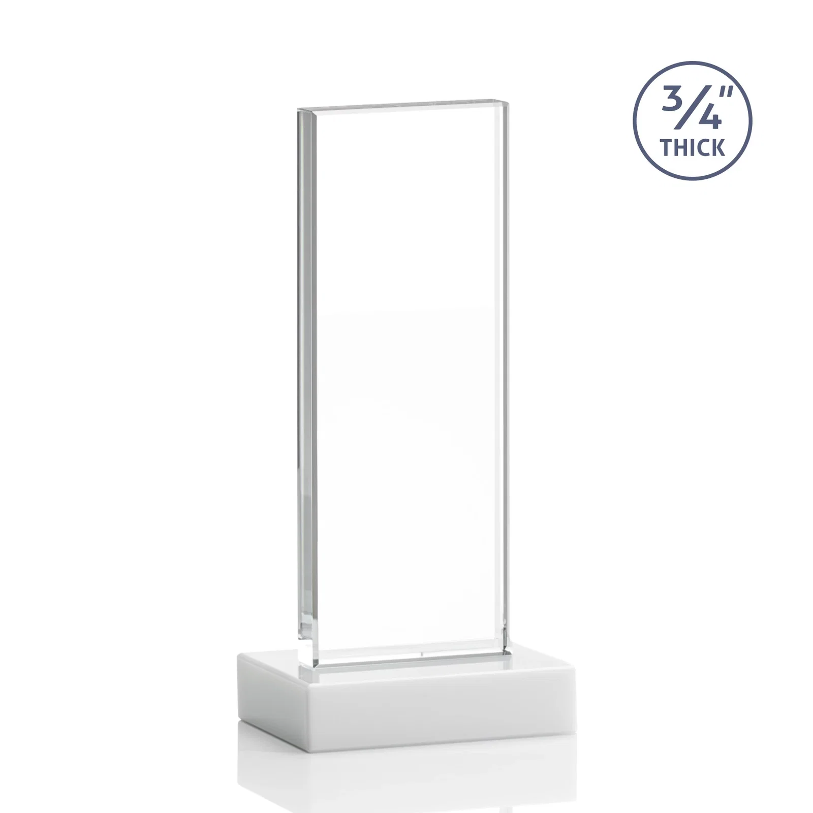 Custom printed Starfire Crystal Upright Award on 1 Inch Thick Crystal Base, awards, with your logo for corporate award ceremonies