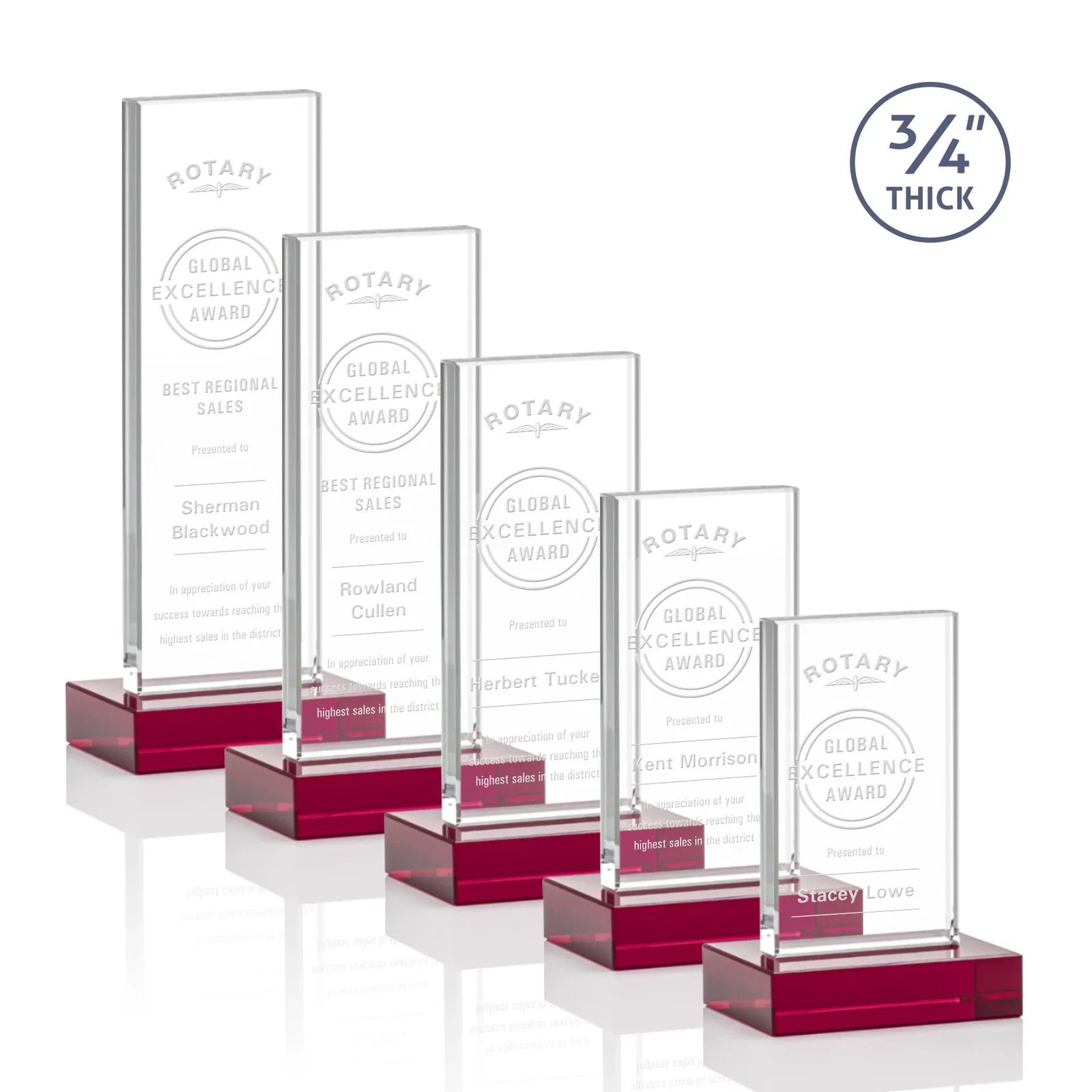 Promotional Starfire Crystal Upright Award on 1 Inch Thick Crystal Base, awards for donor appreciation